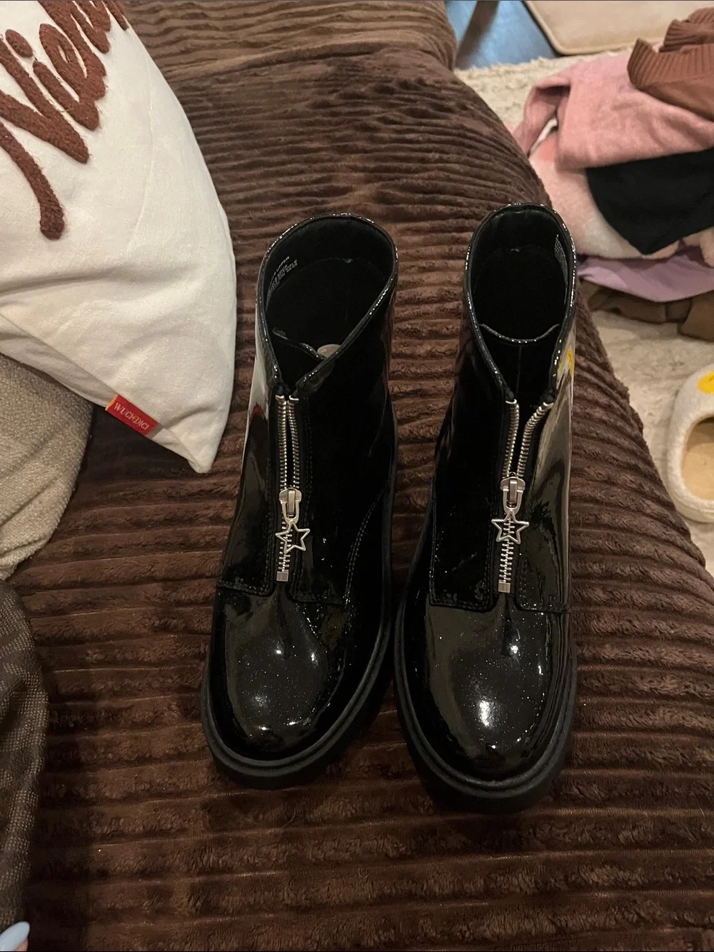 UGG Kids Black Patent Zip-Front Rain & Snow Boots